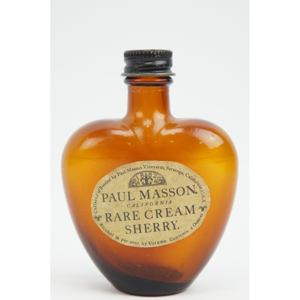 Vintage Paul Masson Rare Cream Sherry Miniature Empty Bottle 2oz Glass Heart VGC
